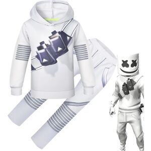 2023-dj Marshmello Kids White 3d-printet skjortesæt Halloween Carnival Party Costume R_a 130cm