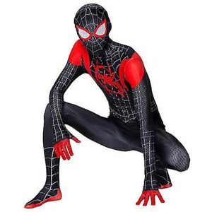 Spider Man Into The Superhero Costume Kids Miles Morales Cosplay Voksen V Z black 140cm