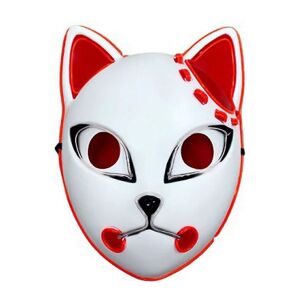 Demon Slayer Sabito Cosplay Led Maske Halloween Japansk Anime Ræveansigt Glødende Full Face Cover Maskerade Kostume Festrekvisitter Red