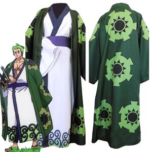 Anime Roronoa Zoro Cosplay Kostume Wano Kuni Country Kimono Robe Heldragt Outfits Halloween Carnival Suit _ai Only wig XL