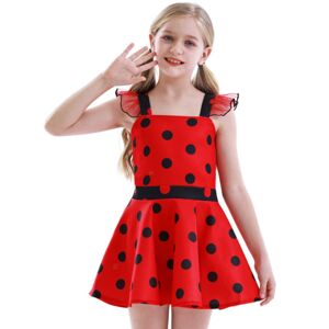 Piger Polka Dots Ladybug Dress Up kostume red 150cm