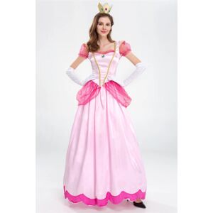 Halloween kostume Super Mario Princess Peach Cosplay kostume Castle Queen Dress Pink pink L