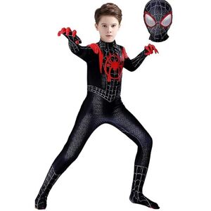 Kids Miles Morales kostume Spider-Man Cosplay Halloween sæt zy 1 120cm