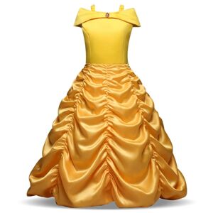 ESTONE Børn Piger Skønheden og Udyret Prinsesse Belle Cosplay boldkjole kostume-gul 7-8 Years