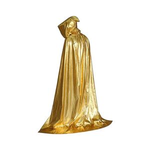 Unisex hætte kappe Rolle Cape Play Familiekostumer Fuld længde kappe Halloween Jul Overtøj (guld)