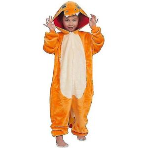 Jumpsuits til børn Kostume Dyr Onesie Natkjole Pyjamas Hættetrøjer Nattøj Cosplay Karnevalskostume Jul Halloween (charmander 130 cm)..