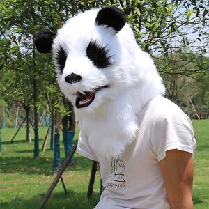 Animal Mask Halloween Animal Head Mask Latex Skræmmende dyrekostume Teater Prank Crazy Party Halloween Decor - Perfet White Panda