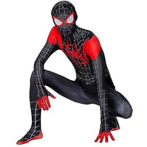 Spider Man Into The Superhero Costume Kids Miles Morales Cosplay Voksen - Perfet black 170cm