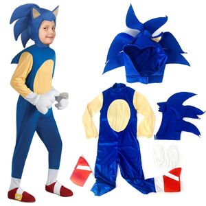 Sonic The Hedgehog Cosplay kostumetøj til børn, drenge, piger - 10-14 år = EU 140-164 - Perfet Overall + Mask + Handskar 7-8 år = EU 122-128