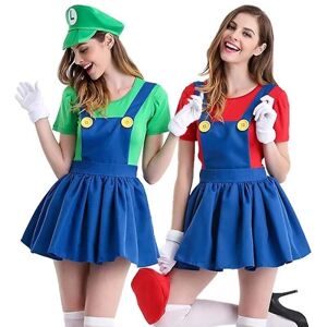 Dame Super Mario Luigi kostume Halloween fancy kjole til kvinder Green M