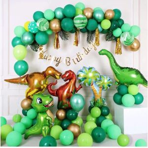 WEIWZI Dinosaur fødselsdagsfest tilbehør Dinosaur festpynt Små dino balloner sæt inkluderet 110 stk dinosaur tema fødselsdag dekorationer