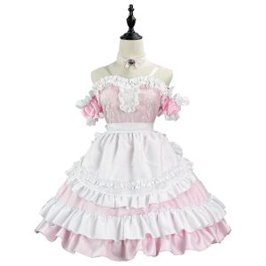 Hurtig levering Kvinder Sød Lolita Kjole Victorian Ærmeløs Prinsesse Cosplay Kostumer Maid Kjoler XXXL