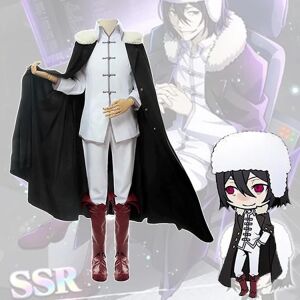 Bungou Stray Dogs Series Cos Kostume Fyodor .d Cosplay Full Body Suit Med Sort Cape Halloween Luksus Fest Dress Up Fuldt sæt Sort jakkesæt med Cape Fo M