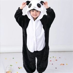 Unisex børn Flannel Onesie Pyjamas, Cosplay dyrekostume One Piece Halloween nattøj Nattøj til drenge piger Panda 4-5Years