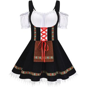 Hurtig levering 2023 Bedste Oktoberfest kostume til kvinder tysk bayersk Dirndl ølpige fancy kjole S - 4xl Black 3XL