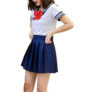 BATTERY Japan Anime Skola Uniform Klänning Dräkt Vuxna Dam Kawaii Lolita Jk Outfit Halloween Cosplay Party Dress Up XL Rødt slips