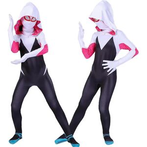 4-10 år Børn Piger Spider Gwen Med Maske Cosplay Jumpsuit Kostume 7-8 Years