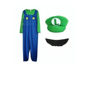 Barn Super Mario Luigi Bros Cosplay Fancy Dress Outfit Kostym Rød M 105-120cm green XL 130-140cm