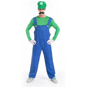 Herre Super Mario And Luigi Bros Fancy Dress Halloween Costume Blikkenslager Overalls Green XL