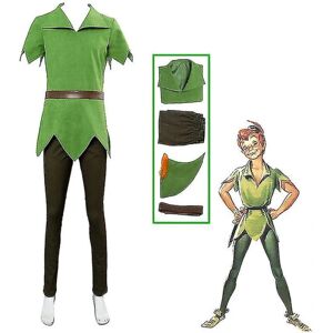 Peter Pan Cosplay Anime Kostume Green Elf Uniform Kjoler Drenge Piger Halloween Karneval Kostume Fancy Dress Suit Mænd -a M M Men