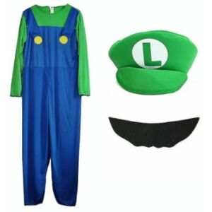 Barn Super Mario Luigi Bros Cosplay Fancy Dress Outfit Kostym Rød M 105-120cm green S 95-105cm