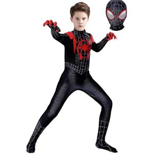 Kids Miles Morales kostume Spider-Man Cosplay Halloween sæt zy 120cm