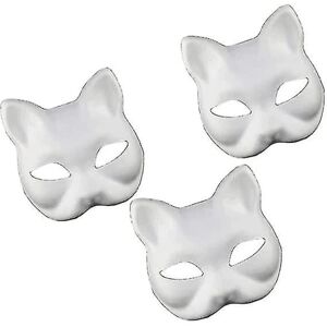 Galaxy 3-delad kattmaske, vitt papir, håndmålad maske, omålad djurhalvmaske