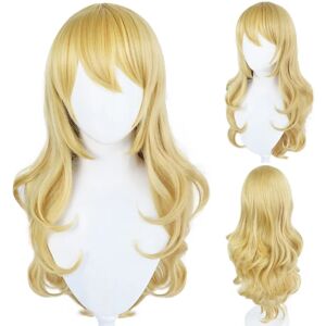 FMYSJ Super Mario Princess Peach Blonde Langt Hår Parykker Halloween Party Cosplay Wig (FMY)