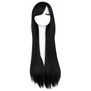 FMYSJ Wekity 80 cm smuk charmerende cosplay paryk med lige hår, sort, wz-1238 (FMY)
