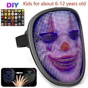 Led Cosplay-maske med programmerbar oplyst ansigtstransformerende maske Genopladelig app-styret prop hallowee-fest Bluetooth-maske Kids-1200AH Charge