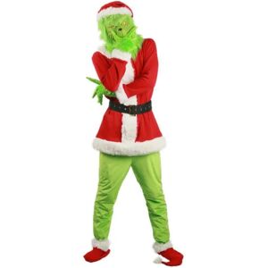 Børn/voksne julefest Grinch Cosplay kostume kjole sæt 140cm