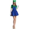 Super ario Luigi Cosplay Kostume Voksne Børn Fancy Dress Outfit Tøj Luigi Green Women M