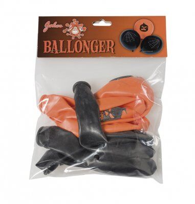 Hisab joker Halloween balloner med udskrivning, sort / orange, 8-pak