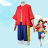 Haicospl Disfraz de Anime Monkey D Luffy para hombre, ropa del Nuevo Mundo, uniforme de fiesta de Halloween de paja Luffy, trajes, Top, pantalones y pretina