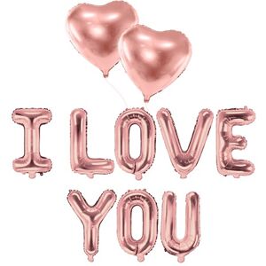 Party Deco PACK BALLONS I LOVE YOU + 2 BALLONS COEURS OR ROSE