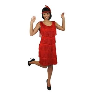 GENERIQUE Déguisement pour femme des années 20 avec cette magnifique robe rouge à franges devant et derrière style charleston ( XLarge ) - Publicité