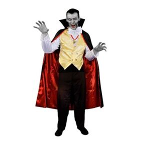 GENERIQUE Déguisement Vampire Deluxe Adulte - Y Compris: Une Chemise, Gilet, Cape, Ebouriffer et Une Medaille - Idéal pour Halloween - Taille Medium - Publicité