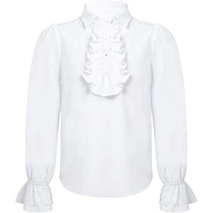 Oyolan Enfant Garçon Déguisement Médiéval Renaissance Chemise à Jabot Costume Chevalier Pirate Carnaval Halloween Fête Performance 6-16 Ans Type A Blanc 12 ans - Publicité