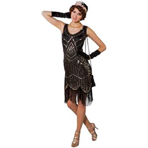 Orlob Fasching Costume des années 20 Robe de Luxe Robe à Franges à Paillettes Or/Noir (L/XL) - Publicité