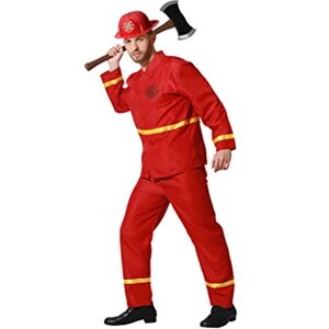 Atosa Costume Complet De Pompier Homme Adulte Rouge Réfléchissant Jaune Ensemble Veste Et Pantalon D'urgence Pour Fête Halloween Et Carnaval XS-S - Publicité