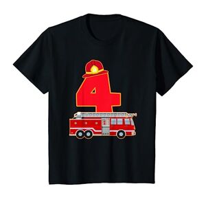 Chemise D'anniversaire Des Enfants Des Pompiers Enfant 4e Anniversaire Du Pompier 4 Ans De Costume De Pompier T-Shirt - Publicité