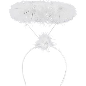 REDSTAR Serre-tête halo blanc pour costume d'ange ou de fée, halo en plumes de marabout pour ange de la nativité ou serre-tête de Noël, serre-tête halo d'ange pour déguisement ou carnaval, bandeau auréole - Publicité