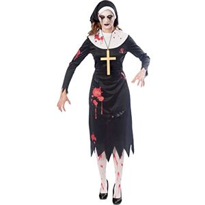 amscan Costume de nonne effrayant zombie – Taille 36-38, 10235215, noir/blanc/rouge, 8-10 - Publicité