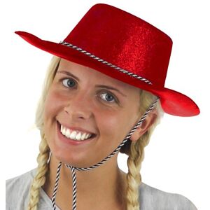 0720PQI6NAA ILOVEFANCYDRESS Chapeau de Cowboy Rouge Unisexe à Paillettes pour Adulte. Ideal pour Les enterrements de Vie de garçon ou de Jeune Fille. (X24) - Publicité