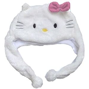 LUNAMY -Hello Kitty Chapeau en Peluche Hello Kitty Chapeau Couvre-Chef drôle en Peluche Chapeau Hello Kitty Cosplay Chapeau Doux en Peluche Chapeau thème fête Fournitures garçon Fille Adulte - Publicité