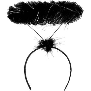 REDSTAR Bandeau halo noir pour costume d'ange noir, halo en plumes de marabout pour ange d'Halloween ou bandeau d'Halloween, bandeau halo d'ange déchu pour déguisement d'Halloween ou carnaval - Publicité