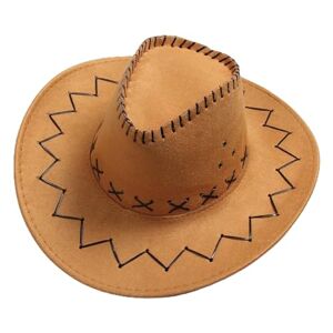 Ianulus Chapeau de Cowboy, Chapeau de Cowboy à Large Bord, Chapeaux de Cow-Girl Occidentaux, Chapeau de Cowboy en Cuir pour Enfants Adulte Cosplay Chapeau de Soleil en Plein Air (S（54-56cm）, Orange) - Publicité