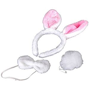 Ghulumn sweat-shirt lapin Oreilles Cheveux bandes Cravate Queue Animal lapin Costume accessoires Drôle Robe Sur Accessoire Ensemble blanc Rose - Publicité