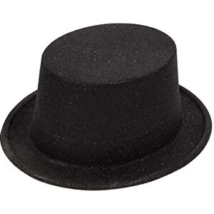 Alsino Trend-world  Glitter Chapeau Haut-de-Forme Cirque pour la fête, Carnaval, Magicien en Plastique (PVC) Adultes, Hauteur du Cylindre : 11 cm Chapeau Scintillant pour Femmes et Hommes: Noir - Publicité