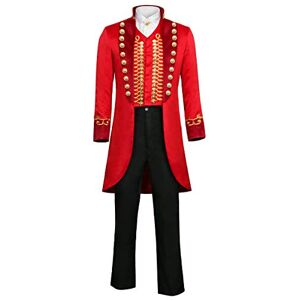 Funhoo Adulte Hommes Rouge Cirque Costume Ringmaster PT Barnum Showman Jacket Costume Cosplay Carnaval Uniforme Fête Tailcoat Veste Déguisement (XL, Rouge) - Publicité